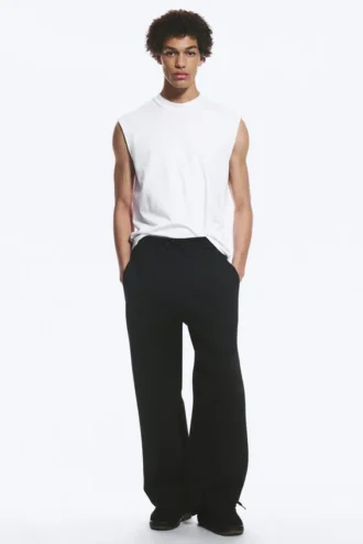 Pantalones de chándal holgados de neopreno – Negro