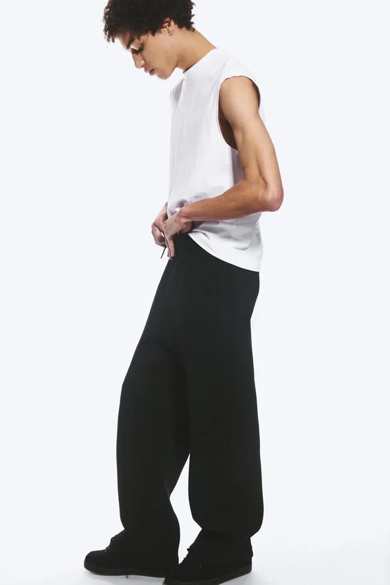 Pantalones de chándal holgados de neopreno – Negro Pantalones de chándal holgados de neopreno – Negro