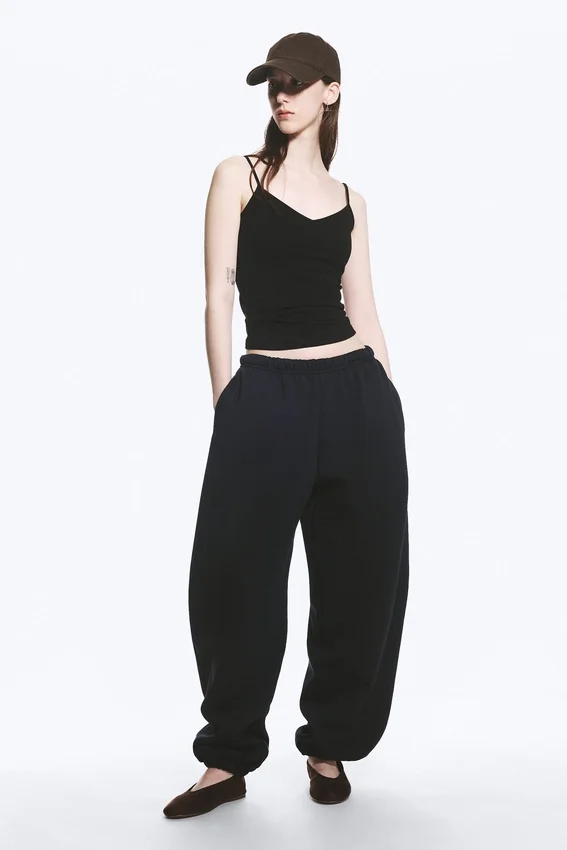 Pantalones de chándal holgados de tejido grueso – Azul oscuro Pantalones de chándal holgados de tejido grueso – Azul oscuro