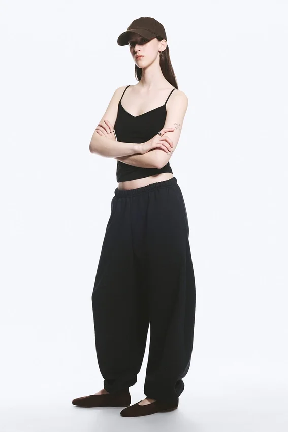 Pantalones de chándal holgados de tejido grueso – Azul oscuro Pantalones de chándal holgados de tejido grueso – Azul oscuro