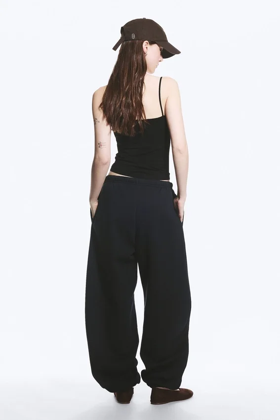 Pantalones de chándal holgados de tejido grueso – Azul oscuro Pantalones de chándal holgados de tejido grueso – Azul oscuro