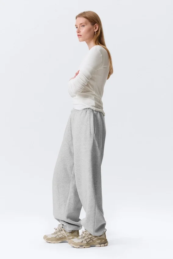 Pantalones de chándal holgados de tejido grueso – Gris jaspeado Pantalones de chándal holgados de tejido grueso – Gris jaspeado