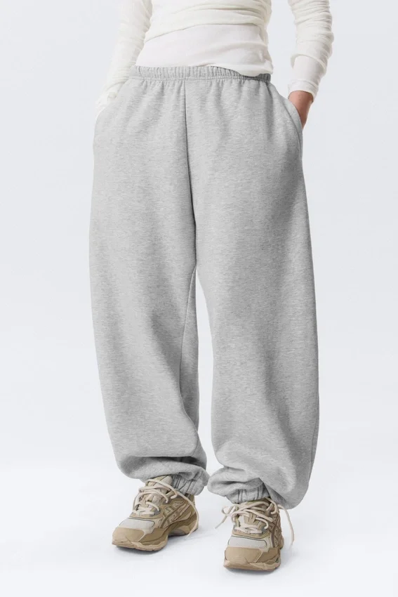 Pantalones de chándal holgados de tejido grueso – Gris jaspeado Pantalones de chándal holgados de tejido grueso – Gris jaspeado