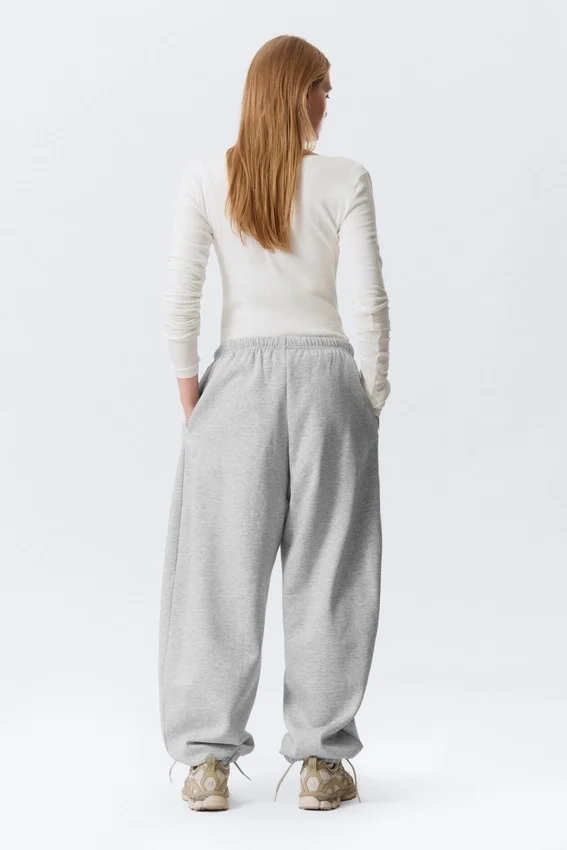Pantalones de chándal holgados de tejido grueso – Gris jaspeado Pantalones de chándal holgados de tejido grueso – Gris jaspeado