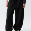 Pantalones de chándal holgados de tejido grueso – Negro Pantalones de chándal holgados de tejido grueso – Negro