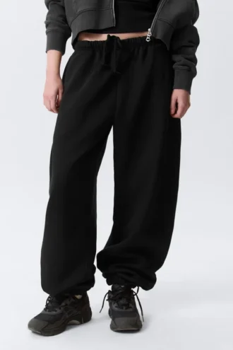 Pantalones de chándal holgados de tejido grueso – Negro