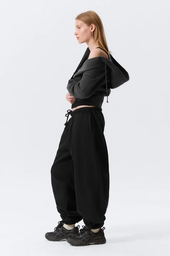 Pantalones de chándal holgados de tejido grueso – Negro Pantalones de chándal holgados de tejido grueso – Negro