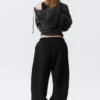 Pantalones de chándal holgados de tejido grueso – Negro Pantalones de chándal holgados de tejido grueso – Negro