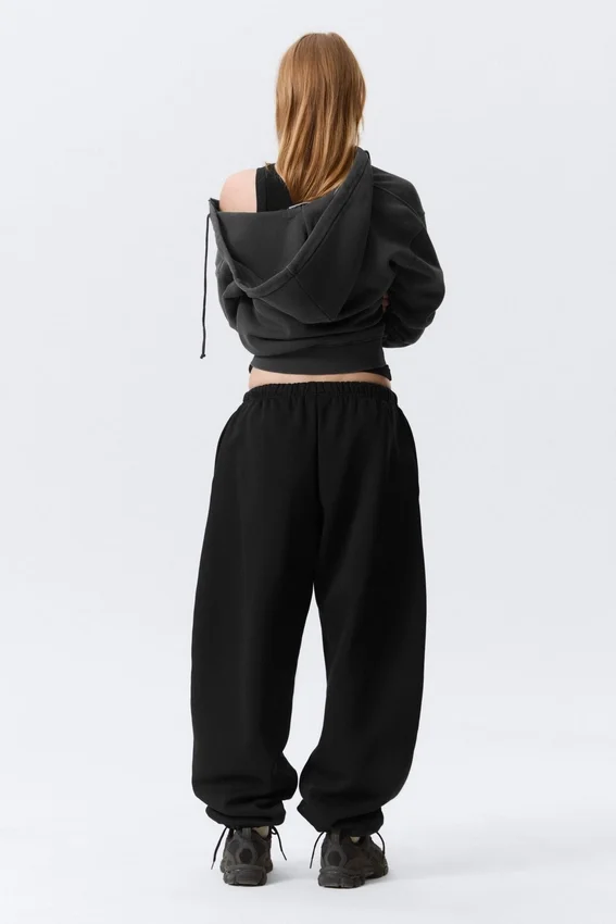 Pantalones de chándal holgados de tejido grueso – Negro Pantalones de chándal holgados de tejido grueso – Negro