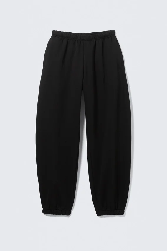 Pantalones de chándal holgados de tejido grueso – Negro Pantalones de chándal holgados de tejido grueso – Negro