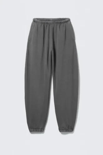 Pantalones de chándal holgados de tejido grueso – Negro lavado
