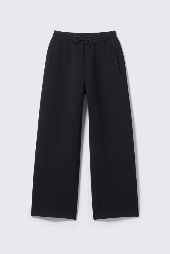 Pantalones de chándal holgados de tejido scuba – Azul marino oscuro Pantalones de chándal holgados de tejido scuba – Azul marino oscuro