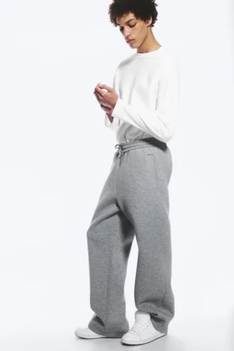 Pantalones de chándal holgados de tejido scuba – Gris jaspeado