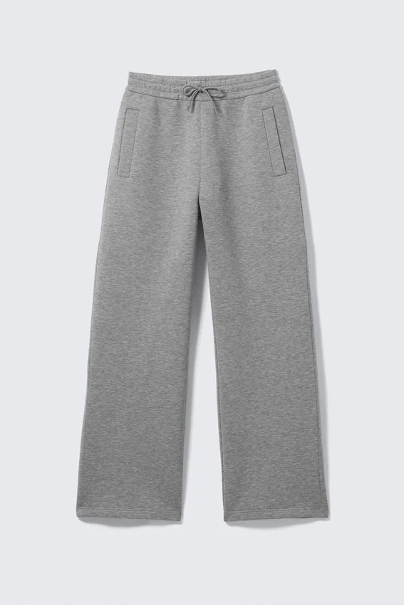 Pantalones de chándal holgados de tejido scuba – Gris jaspeado Pantalones de chándal holgados de tejido scuba – Gris jaspeado