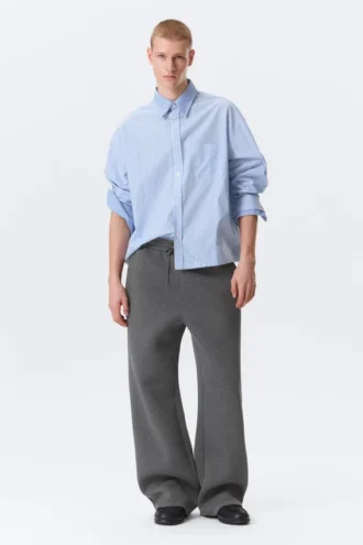Pantalones de chándal holgados de tejido scuba – Gris oscuro jaspeado