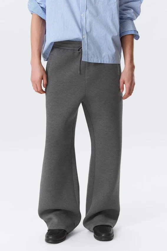 Pantalones de chándal holgados de tejido scuba – Gris oscuro jaspeado Pantalones de chándal holgados de tejido scuba – Gris oscuro jaspeado