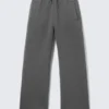Pantalones de chándal holgados de tejido scuba – Gris oscuro jaspeado Pantalones de chándal holgados de tejido scuba – Gris oscuro jaspeado
