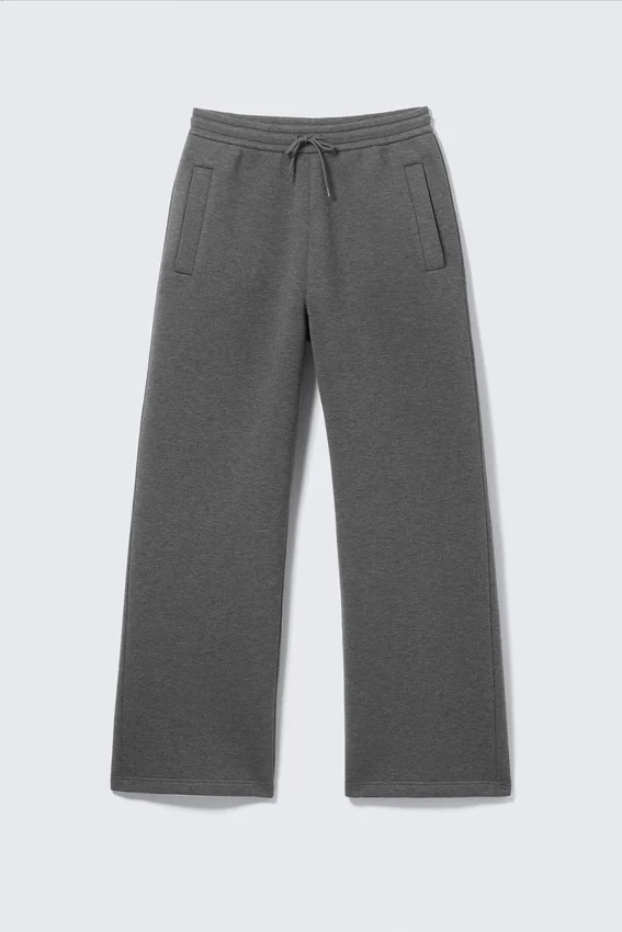 Pantalones de chándal holgados de tejido scuba – Gris oscuro jaspeado Pantalones de chándal holgados de tejido scuba – Gris oscuro jaspeado