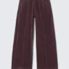 Pantalones de chándal holgados de terciopelo lavado – Morado oscuro lavado Pantalones de chándal holgados de terciopelo lavado – Morado oscuro lavado