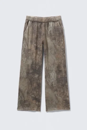 Pantalones de chándal holgados estampados – Verde caqui – Bosque texturizado