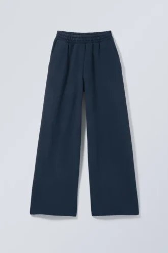 Pantalones de chándal holgados, largos y de tejido grueso – Azul marino