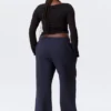 Pantalones de chándal holgados, largos y de tejido grueso – Azul oscuro Pantalones de chándal holgados, largos y de tejido grueso – Azul oscuro