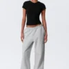 Pantalones de chándal holgados, largos y de tejido grueso – Gris jaspeado Pantalones de chándal holgados, largos y de tejido grueso – Gris jaspeado