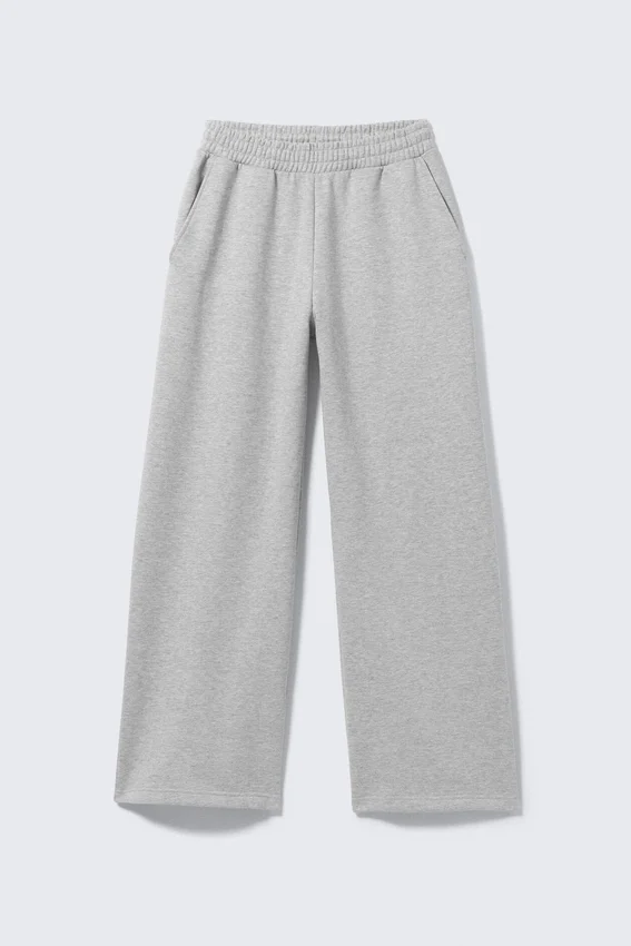 Pantalones de chándal holgados, largos y de tejido grueso – Gris jaspeado Pantalones de chándal holgados, largos y de tejido grueso – Gris jaspeado