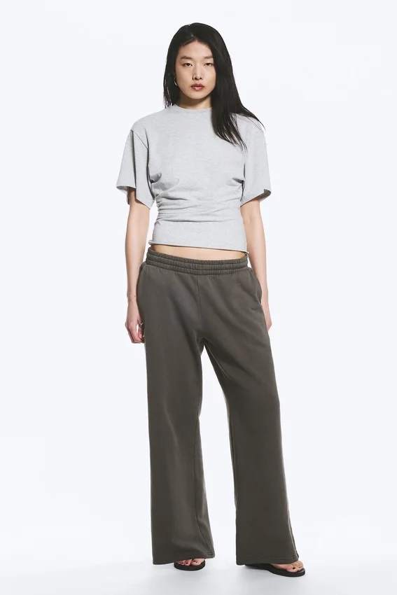 Pantalones de chándal holgados, largos y de tejido grueso – Gris oscuro lavado Pantalones de chándal holgados, largos y de tejido grueso – Gris oscuro lavado