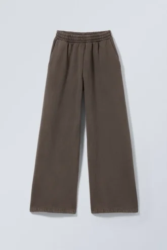 Pantalones de chándal holgados, largos y de tejido grueso – Marrón oscuro