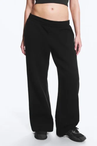 Pantalones de chándal holgados, largos y de tejido grueso – Negro