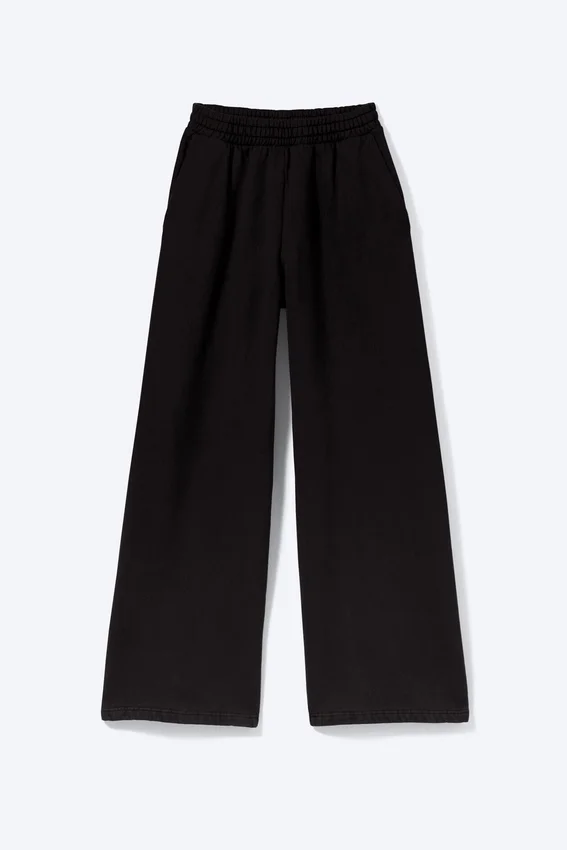 Pantalones de chándal holgados, largos y de tejido grueso – Negro Pantalones de chándal holgados, largos y de tejido grueso – Negro