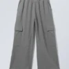 Pantalones de chándal holgados tipo cargo – Gris jaspeado Pantalones de chándal holgados tipo cargo – Gris jaspeado