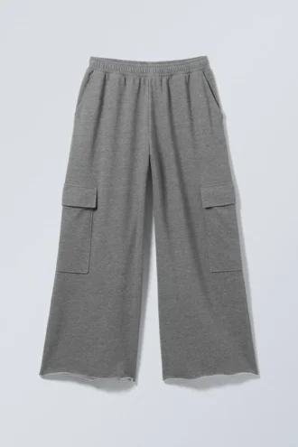 Pantalones de chándal holgados tipo cargo – Gris jaspeado