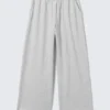 Pantalones de chándal oversize de felpa de pierna ancha – Gris jaspeado Pantalones de chándal oversize de felpa de pierna ancha – Gris jaspeado