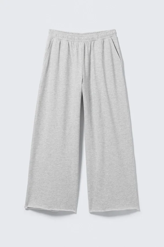 Pantalones de chándal oversize de felpa de pierna ancha – Gris jaspeado Pantalones de chándal oversize de felpa de pierna ancha – Gris jaspeado