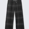 Pantalones de corte recto con cordón – Gris oscuro Pantalones de corte recto con cordón – Gris oscuro