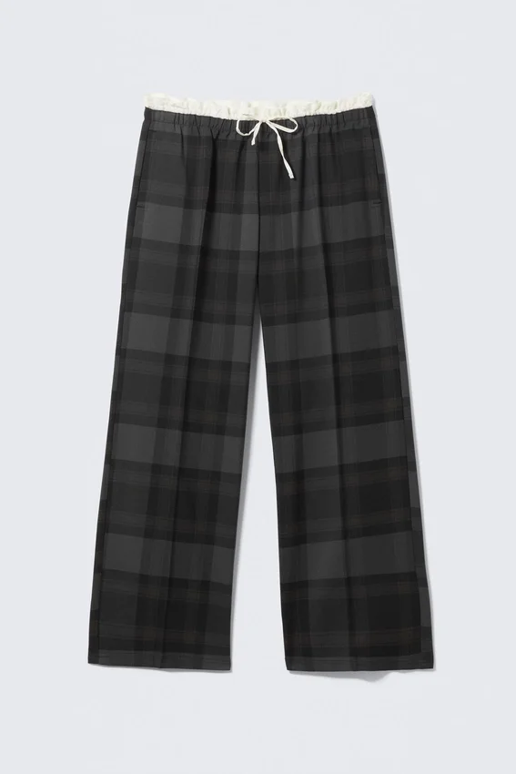 Pantalones de corte recto con cordón – Gris oscuro Pantalones de corte recto con cordón – Gris oscuro