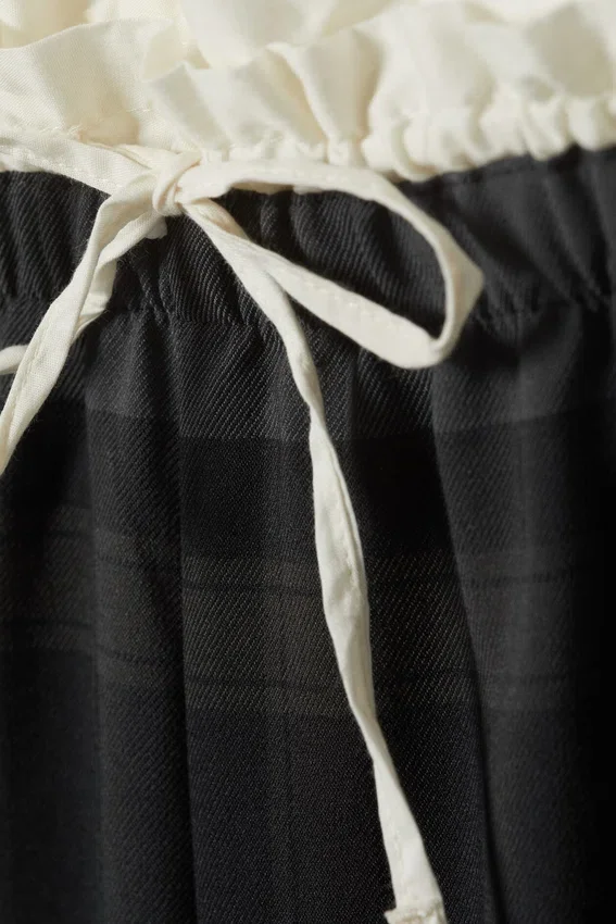 Pantalones de corte recto con cordón – Gris oscuro Pantalones de corte recto con cordón – Gris oscuro