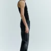 Pantalones de cuero de corte recto – Negro Pantalones de cuero de corte recto – Negro