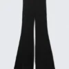 Pantalones de jersey acampanados de talle bajo – Negro Pantalones de jersey acampanados de talle bajo – Negro