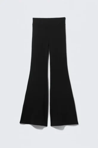 Pantalones de jersey acampanados de talle bajo – Negro
