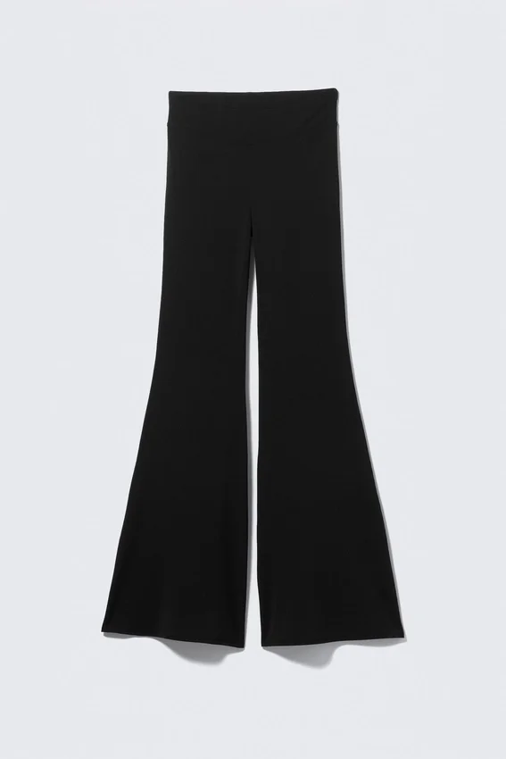 Pantalones de jersey acampanados de talle bajo – Negro Pantalones de jersey acampanados de talle bajo – Negro