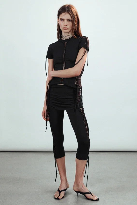 Pantalones de jersey con nudos – Negro Pantalones de jersey con nudos – Negro