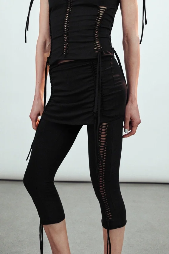 Pantalones de jersey con nudos – Negro Pantalones de jersey con nudos – Negro