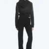 Pantalones de jersey de talle bajo y corte acampanado – Negro Pantalones de jersey de talle bajo y corte acampanado – Negro