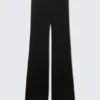 Pantalones de jersey de talle bajo y corte acampanado – Negro Pantalones de jersey de talle bajo y corte acampanado – Negro