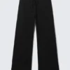 Pantalones de lyocell de pierna ancha sin cremallera – Negro Pantalones de lyocell de pierna ancha sin cremallera – Negro