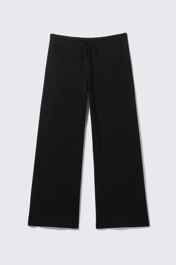 Pantalones de lyocell de pierna ancha sin cremallera – Negro Pantalones de lyocell de pierna ancha sin cremallera – Negro