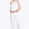 Pantalones de lyocell de talle medio, corte holgado y pierna ancha – Blanco Pantalones de lyocell de talle medio, corte holgado y pierna ancha – Blanco